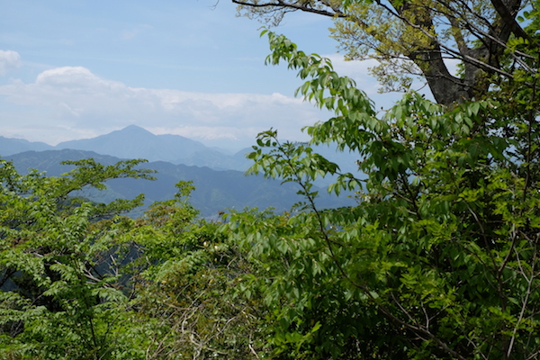 El Monte Fuji a lo lejos visto desde la cima del Monte Takao