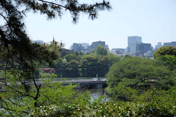 Vista de los jardines del Palacio Imperial desde el parque Kitanomaru