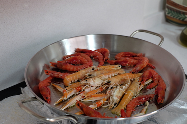 Sofreir gambas y cigalas