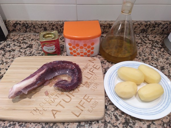 Ingredientes para el pulpo a la gallega