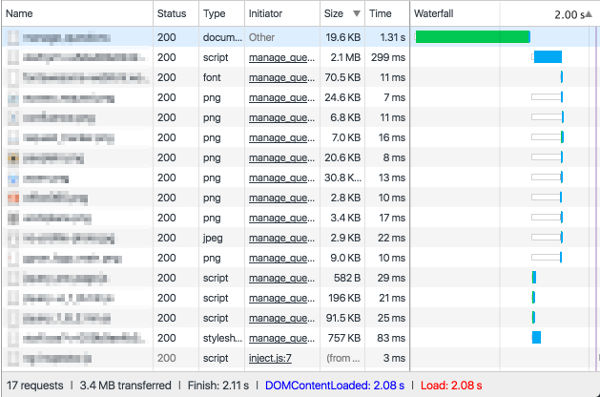 Tiempo de carga en Chrome con las herramientas abiertas