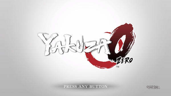 Pantalla de inicio del Yakuza 0